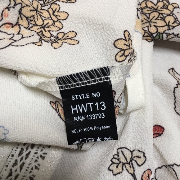 Fun, Floral Lace Puffy Sleeve White Dress - Picture 9 of 9